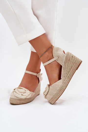 Sandales à plateforme couleur sable pour femmes avec tressage et fleur en crochet « Ismilea » 2