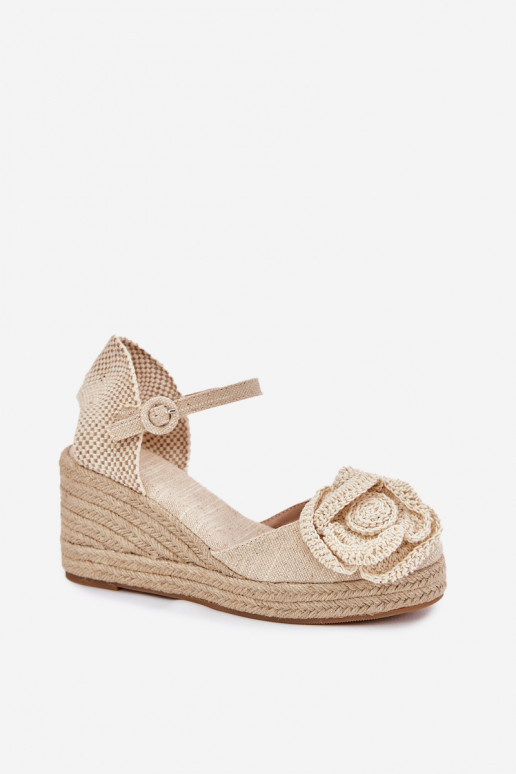 Féminin Sandales à plateforme Avec tresse I SzydełkoÀym Une fleur beige Ismilea Féminin Sandales à plateforme Avec tresse I SzydełkoÀym Une fleur beige Ismilea