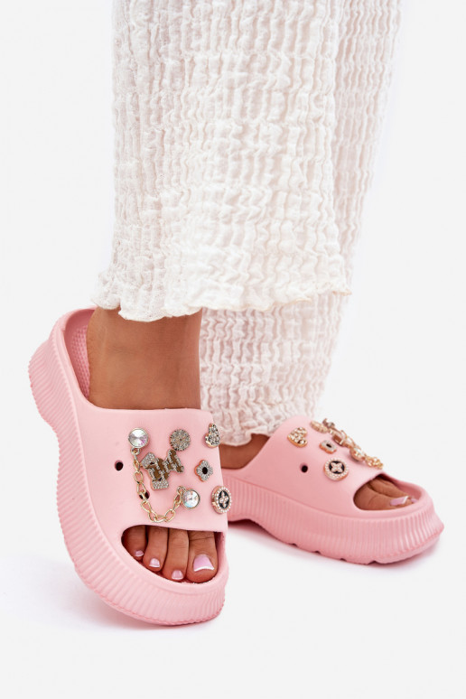 Leichte Hausschuhe Damenhausschuhe Ze goldene Farbemi Przypinkami pinke Farbe Hortiana Leichte Hausschuhe Damenhausschuhe Ze goldene Farbemi Przypinkami pinke Farbe Hortiana