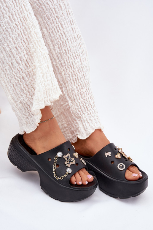 LichtgeInicht pantoffels Damespantoffels met platform Ze gouden kleurmi Przypinkami zInart Ivoriel