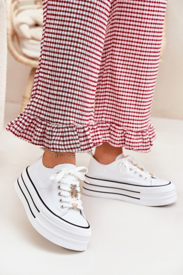 Chaussures de loisirs avec une plateforme Ze couleur doréemi Przypinkami couleur blanche Fiorina 2