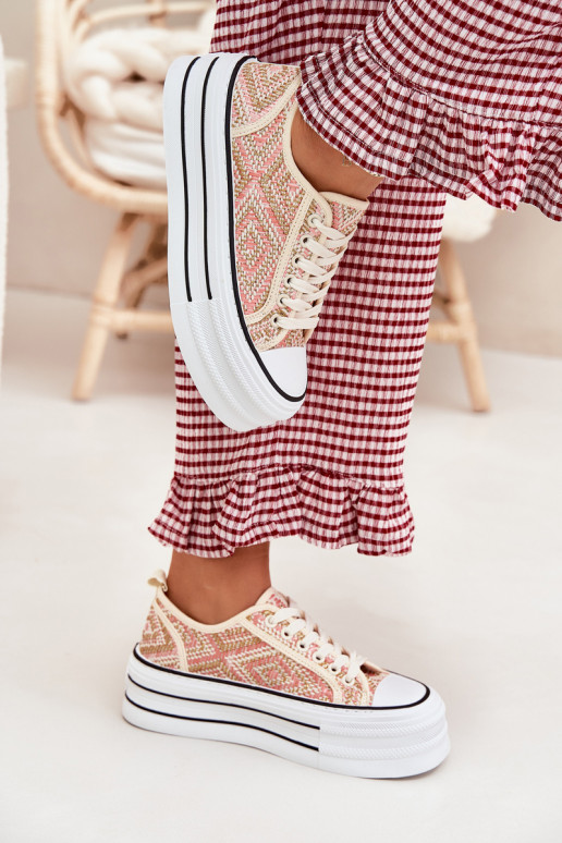 Laag Vrijetijdsschoenen met platform roze Melina