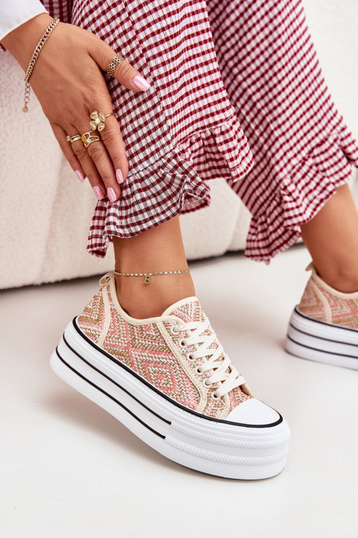 Faible Chaussures de loisirs avec une plateforme couleur rose Melina