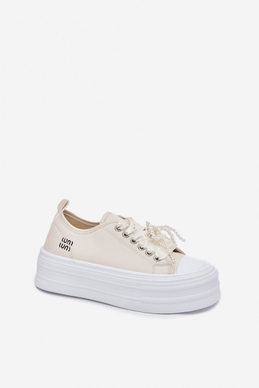 Chaussures de loisirs avec une plateforme Avec des décorations Laçagem beige Tivora