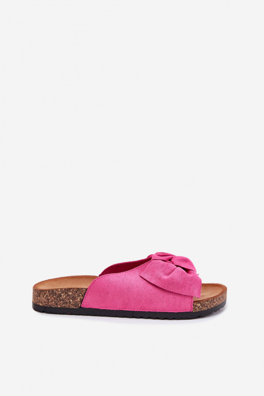 Pantoufles pour femmes Sur une semelle en liège Kokardką couleur rose Seressa Pantoufles pour femmes Sur une semelle en liège Kokardką couleur rose Seressa