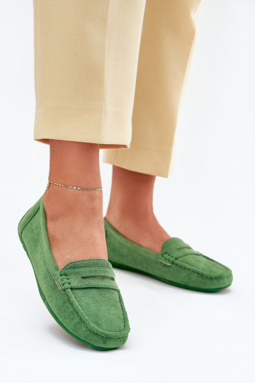 Elegante suède mocassins groene kleur Lenvie