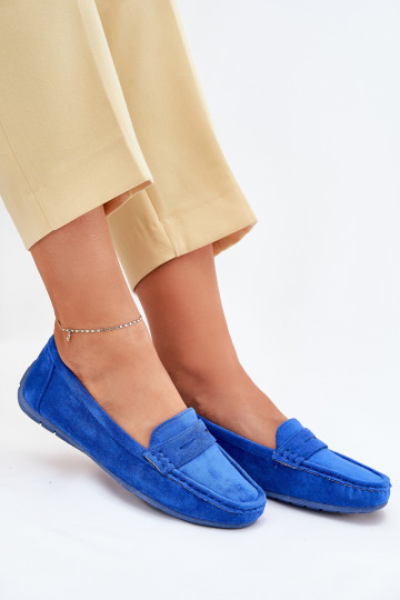 Mocassins élégants en daim bleu cobalt Lenvie