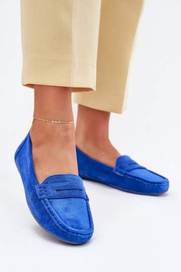 Mocassins élégants en daim bleu cobalt Lenvie 2