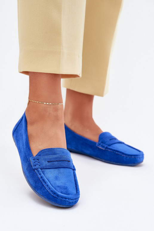 Mocassins élégants en daim bleu cobalt Lenvie