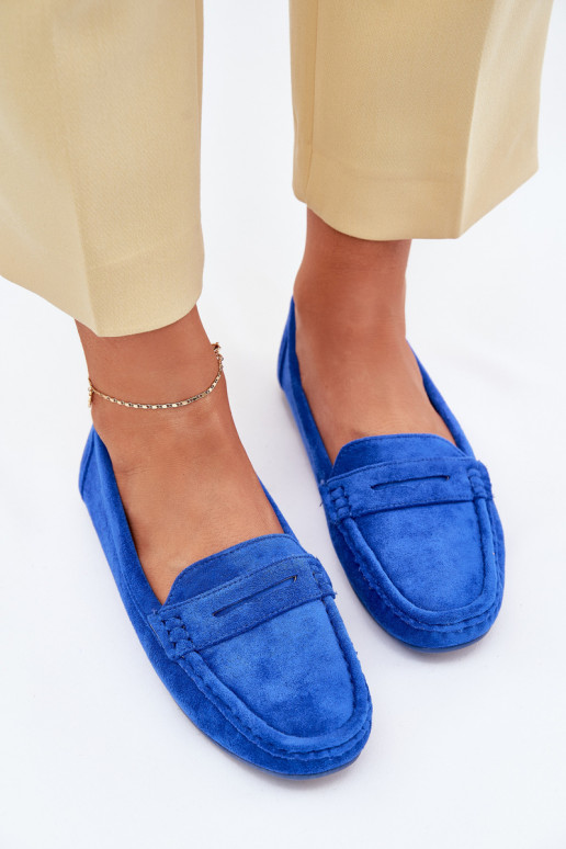Mocassins élégants en daim bleu cobalt Lenvie