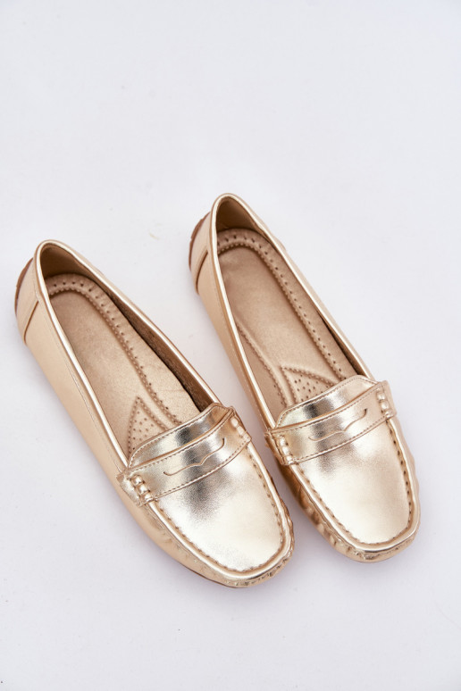 Féminin Eko Peau Mocassins couleur dorée Lenvie