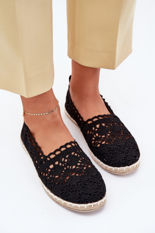 espadrilles en dentelle Féminin couleur noire Adelira
