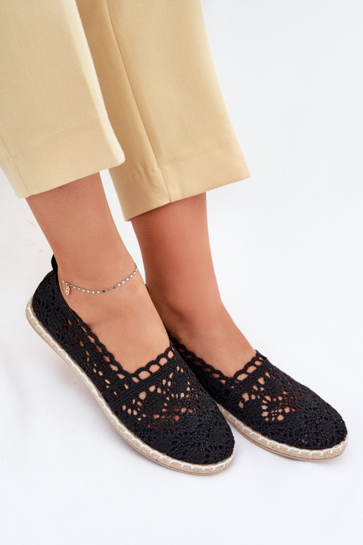 Espadrilles aus Spitze Feminin schZuarze Farbe Adelira