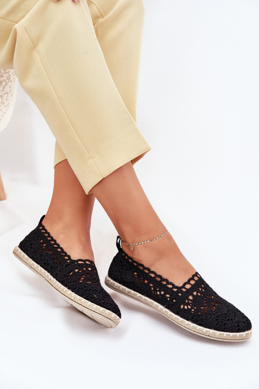 espadrilles en dentelle Féminin couleur noire Adelira