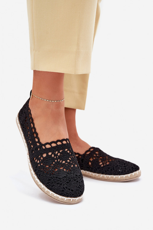 Espadrilles aus Spitze Feminin schZuarze Farbe Adelira