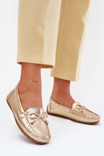 Feminin Eko Haut Mokassins goldene Farbe Si Passione