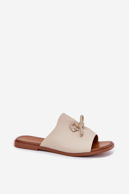 Pantoufles pour femmes avec des talons larges Avec des décorations DANSiązaniem beige Norela Pantoufles pour femmes avec des talons larges Avec des décorations DANSiązaniem beige Norela