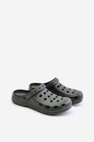 Chaussons pour hommes de couleur kaki "Do Ogrodu Basen" 2