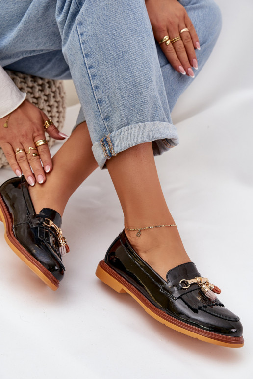 Zwarte leren elegante mocassins met...