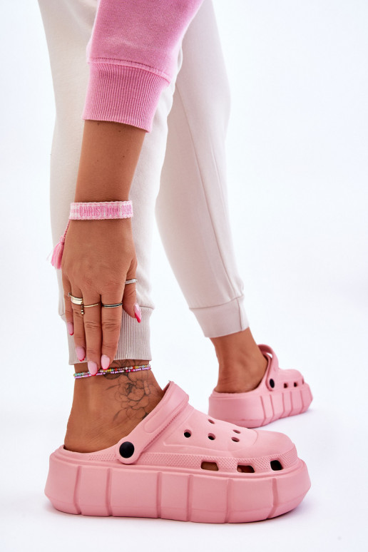 Flip-Flops im Crocs-Stil mit erhöhter Plattform pinke Farbe Beckett Flip-Flops im Crocs-Stil mit erhöhter Plattform pinke Farbe Beckett