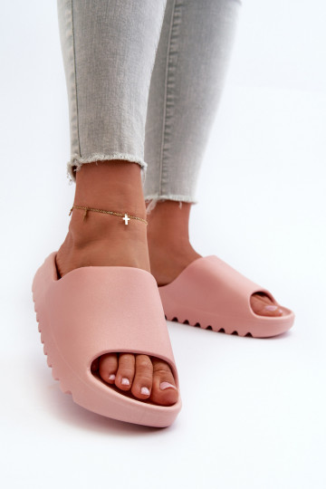 Modieuze pantoffels met platform roze Estella 2