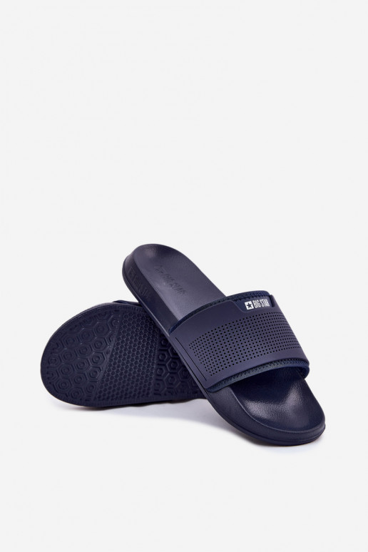 LichtgeInicht herenpantoffels Big Star NN174696 donkerblauIn LichtgeInicht herenpantoffels Big Star NN174696 donkerblauIn