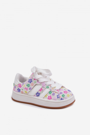 Glänzende Sportschuhe Kindisch In Blumen Zueiße Farbe Tessina 2