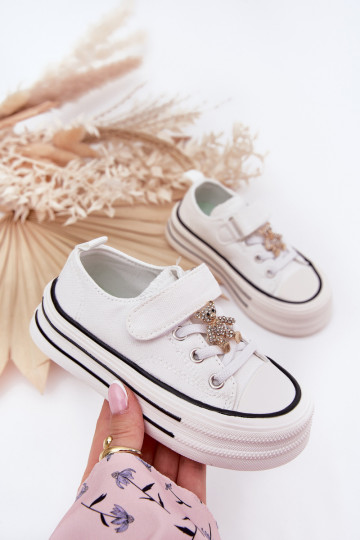 Kindisch lässige Schuhe Ze Złotą Przypinką Teddybären Zueiße Farbe Solena
