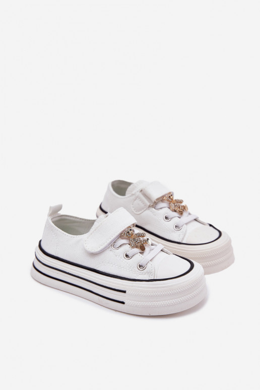 Puéril chaussures décontractées Ze Złotą Przypinką Nounours couleur blanche Solena Puéril chaussures décontractées Ze Złotą Przypinką Nounours couleur blanche Solena