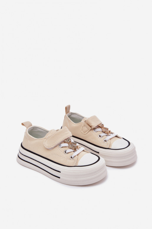 Puéril chaussures décontractées Ze Złotą Przypinką Nounours beige Solena