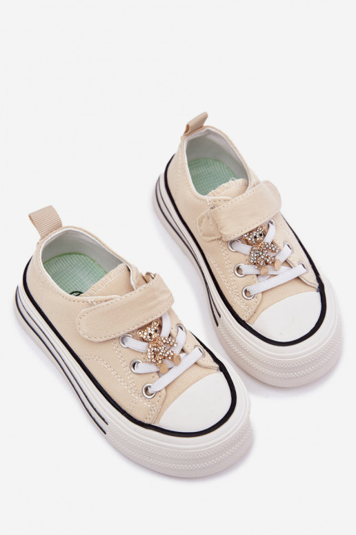 Kinderen vrijetijdsschoenen Ze Złotą Przypinką teddyberen beige Solena