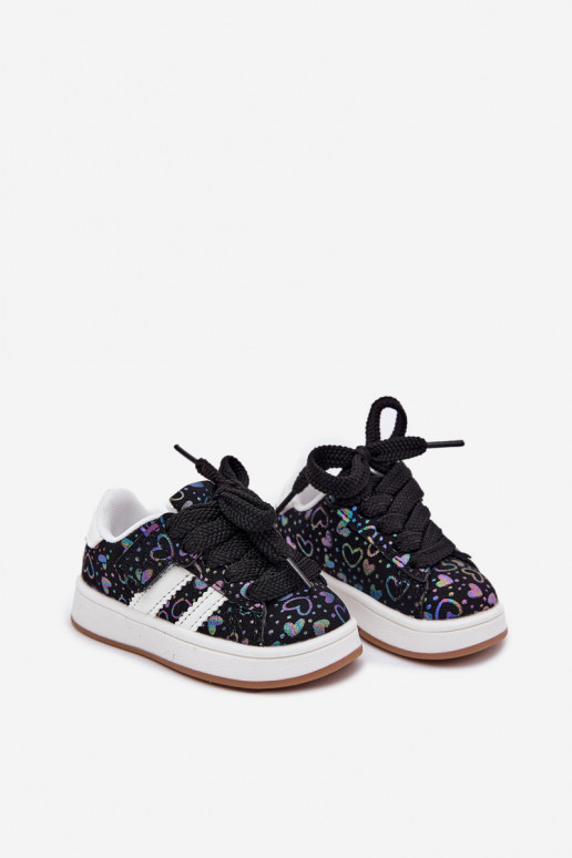 Turnschuhe Sneakers Stilvollllschuhe Kindisch mit Herzen schZuarze Farbe Mirelle