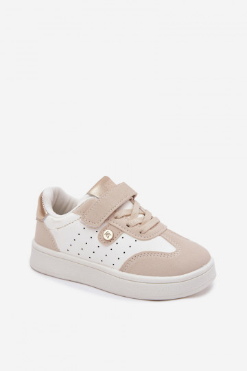 Turnschuhe Sneakers Stilvollllschuhe Kindisch mit Klebeverschlüssen Beige Zarina 2