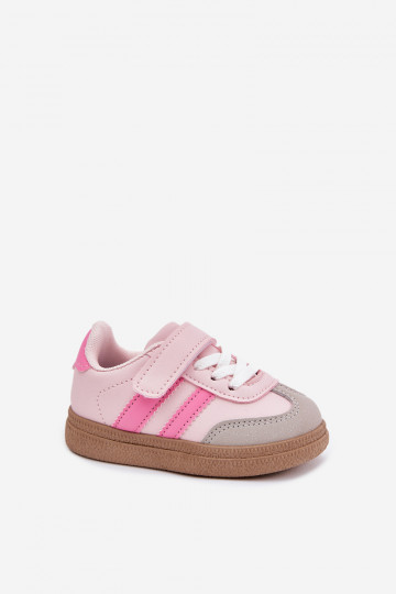 baskets Chaussures modèle baskets Puéril avec attaches adhésives couleur rose Adelina 2
