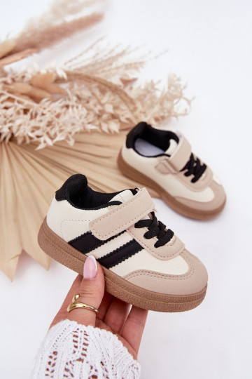 Turnschuhe Sneakers Stilvollllschuhe Kindisch mit Klebeverschlüssen Beige Adelina