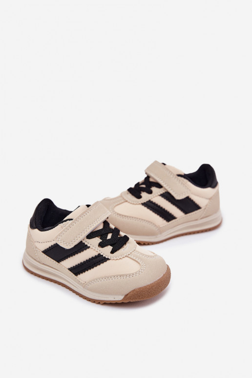 Kindersneakers sportschoenen met zelfklevende bevestigingsmiddelen beige Viona
