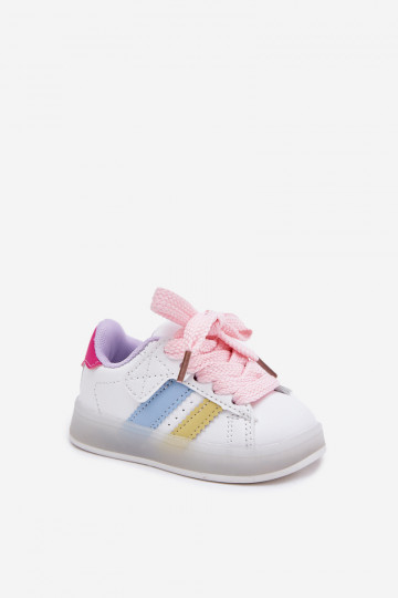 baskets Chaussures modèle baskets Puéril avec une semelle brillante Blanc-couleur rose Arielle 2