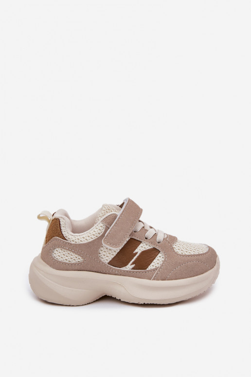baskets Chaussures modèle baskets Puéril avec attaches adhésives beige Selinea