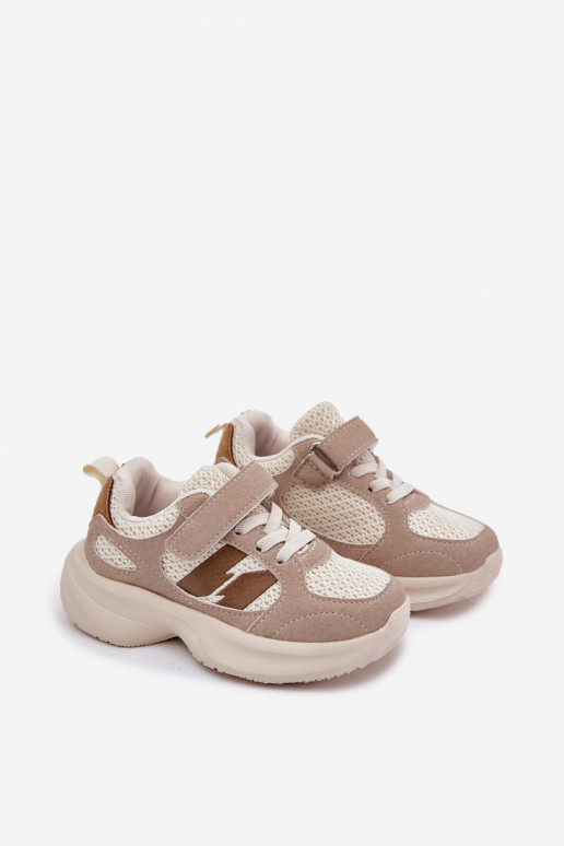 baskets Chaussures modèle baskets Puéril avec attaches adhésives beige Selinea