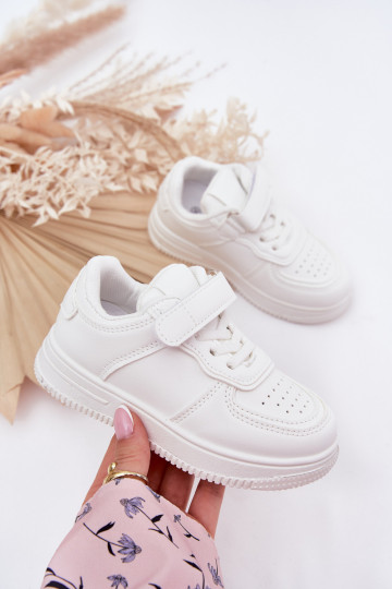 chaussures Baskets pour enfants en cuir écologique couleur blanche Liora