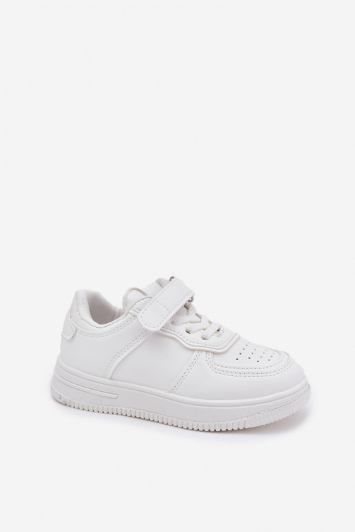 chaussures Baskets pour enfants en cuir écologique couleur blanche Liora