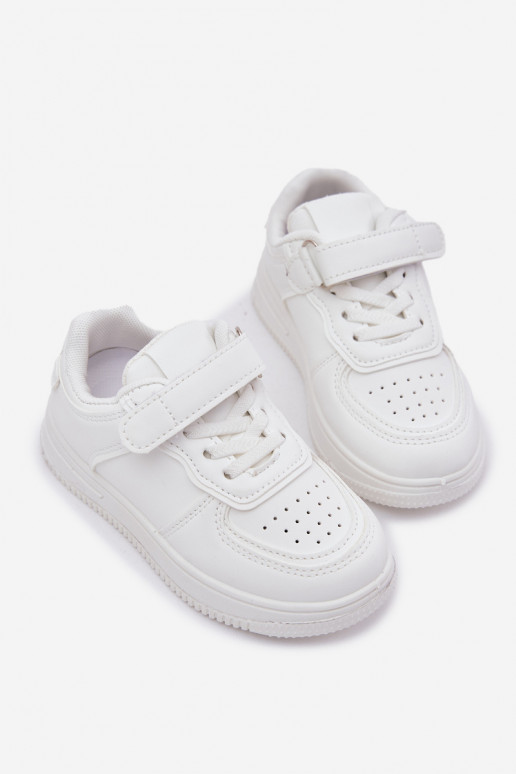 chaussures Baskets pour enfants en cuir écologique couleur blanche Liora