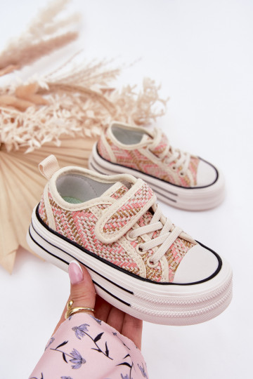 Kindisch lässige Schuhe mit Klebeverschlüssen pinke Farbe Zelina