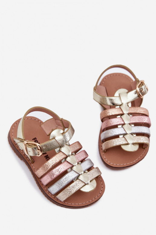 Sandalen Kindisch Kindisch aus Öko-Leder goldene Farbe Es mussriana