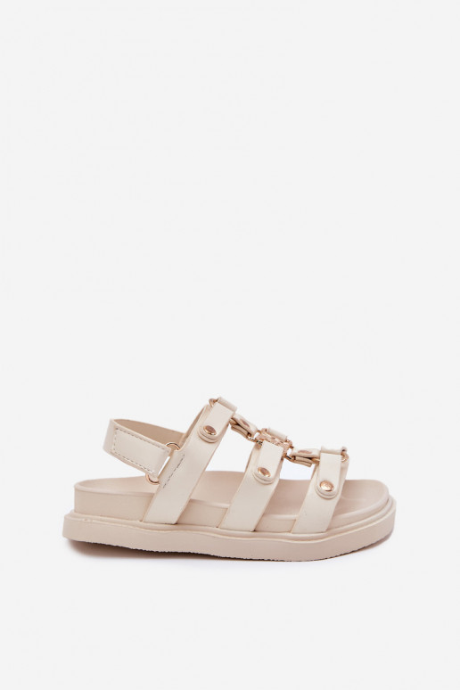 Kinderen sandalen Ze gouden kleurm Detalem beige Lunessa