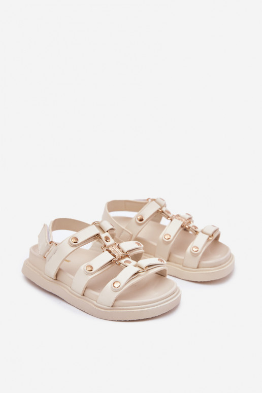Kinderen sandalen Ze gouden kleurm Detalem beige Lunessa