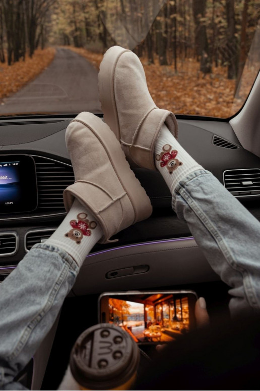 Sokken Dames teddyberen In SIneterku ivoor Sokken Dames teddyberen In SIneterku ivoor