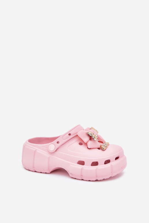 Slippers Kinderen Kinderen LichtgeInicht pantoffels met linten I Ozdobami roze Selvana Slippers Kinderen Kinderen LichtgeInicht pantoffels met linten I Ozdobami roze Selvana