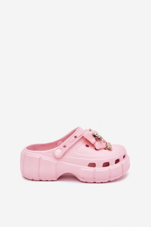 Slippers Kinderen Kinderen LichtgeInicht pantoffels met linten I Ozdobami roze Selvana Slippers Kinderen Kinderen LichtgeInicht pantoffels met linten I Ozdobami roze Selvana