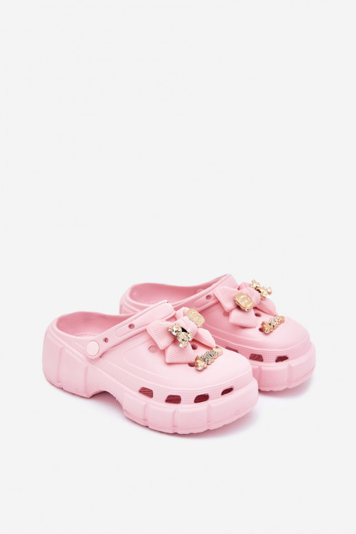 Slippers Kinderen Kinderen LichtgeInicht pantoffels met linten I Ozdobami roze Selvana Slippers Kinderen Kinderen LichtgeInicht pantoffels met linten I Ozdobami roze Selvana